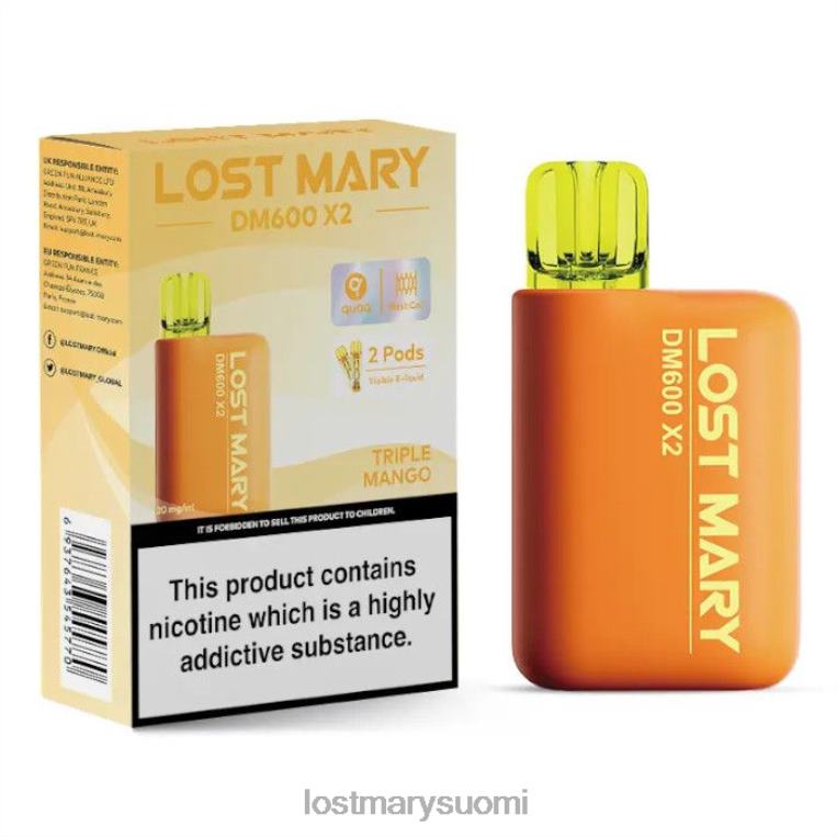 kadonnut mary dm600 x2 kertakäyttöinen vape DBH04199 kolminkertainen mango | LOST MARY Online